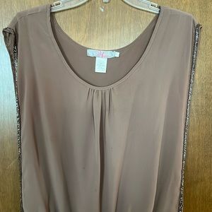 EUC Myan Boutique Beaded Tan Low Waist Dress size S
